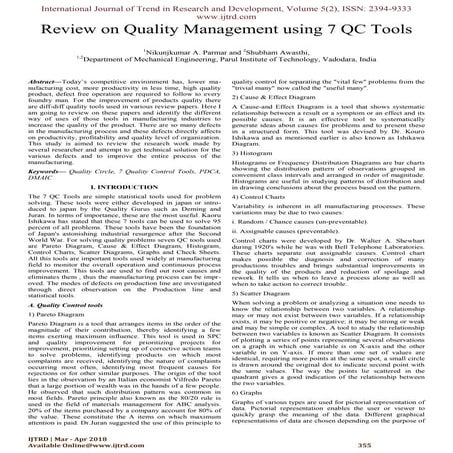 Review on Quality Management using 7 QC Tools