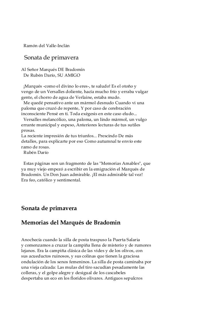 Valle Inclan Sonata De Primavera