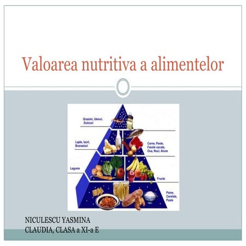 Valoarea nutritiva a alimentelor niculescu yasmina claudia