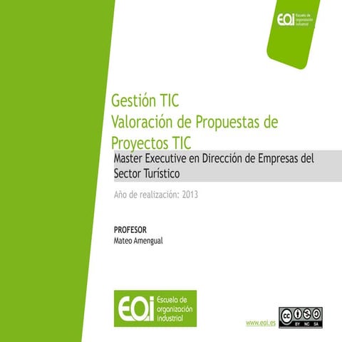 Valoración de propuestas de proyectos tic