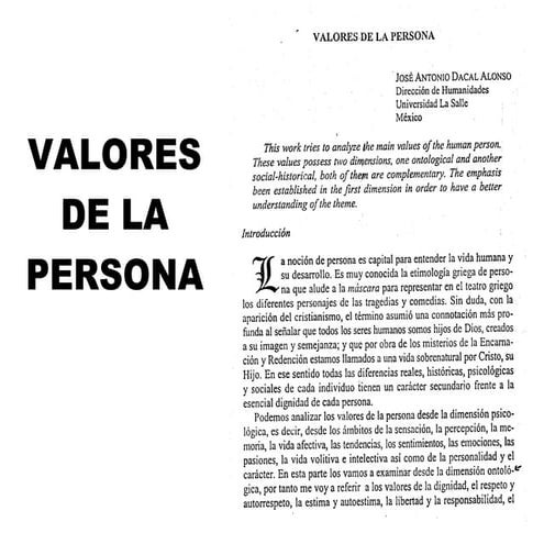 Valores de la persona