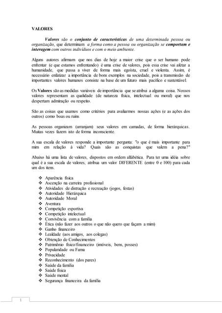 O que são Valores, Principios, Leis...
