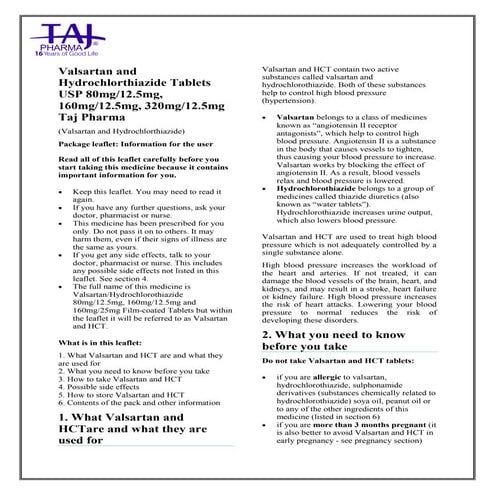 Telmisartan/HCTZ Tablets Taj Pharma PIL | PDF