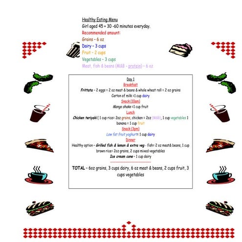 Val's healthy menu ( sample)