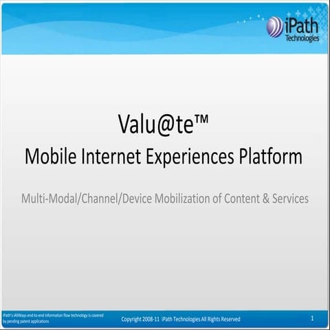 Valuate(TM) Mobility Platform Overview