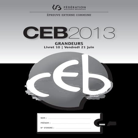 éValuation certificative   ceb - 2013 - mathématiques - grandeurs (ressource ...