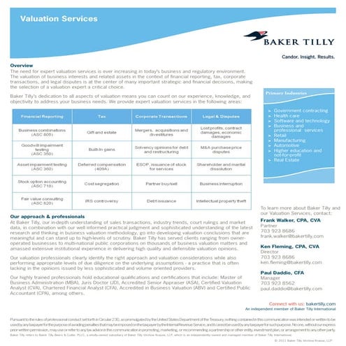 Baker Tilly Valuation Services