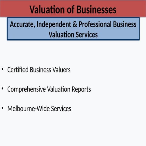 Small Business Valuation Service Darwin - Expert Business Valuers | PPTX
