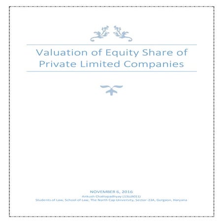Valuation of equity share of private limited companies
