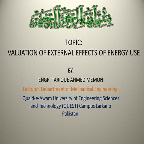 Valuation of external effects of energy use