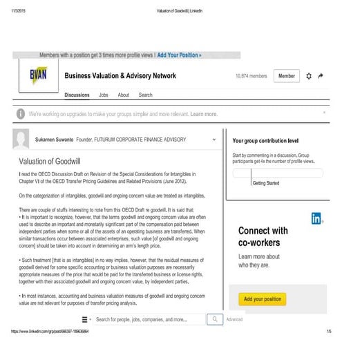 Valuation of goodwill   linked in