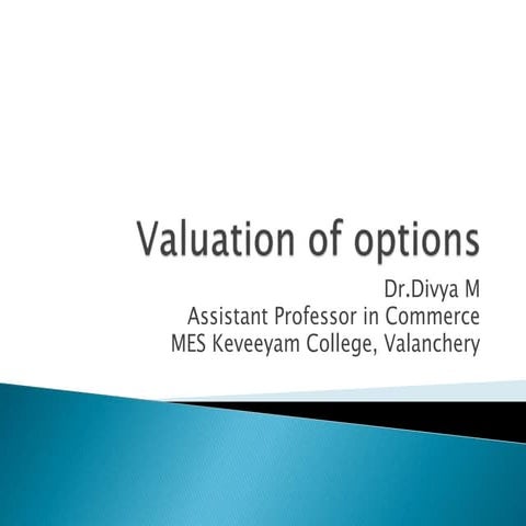 Valuation of options