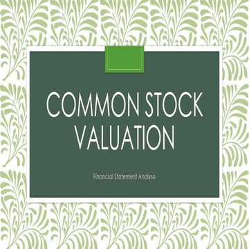 Common stock valuation Over value or Under Value