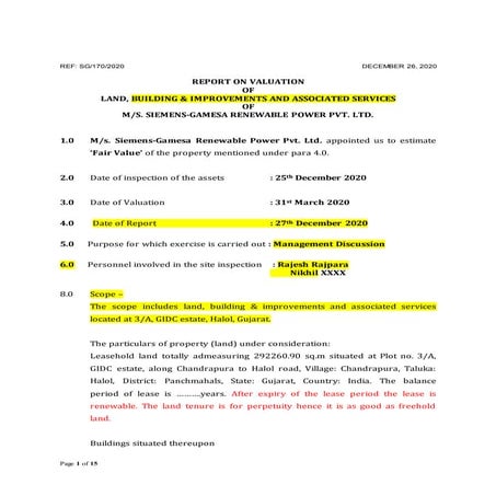 Valuation report - Siemens Gamesa