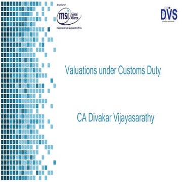 Valuations under customs