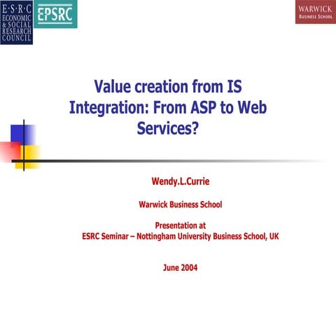 Value Creation from IS Integration: From ASP to Web Services?