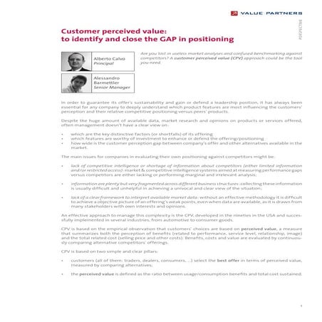 Customer Perceived Value: to identify and close the gap in positioning