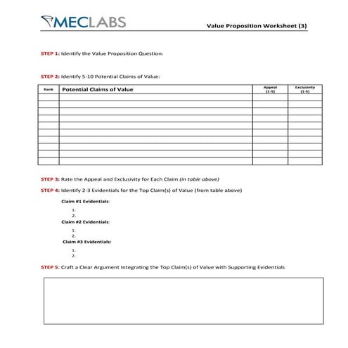 Value propostion-worksheet