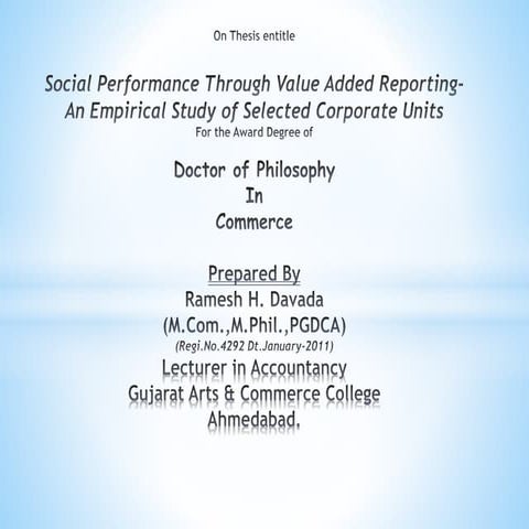 VALUE ADDED REPORTING