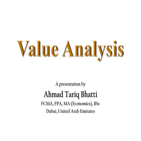 VALUE ANALYSIS