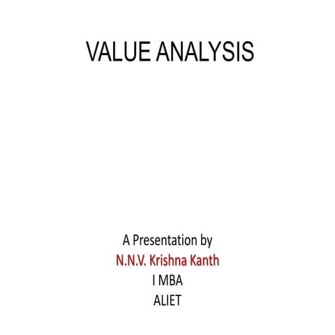Value analysis