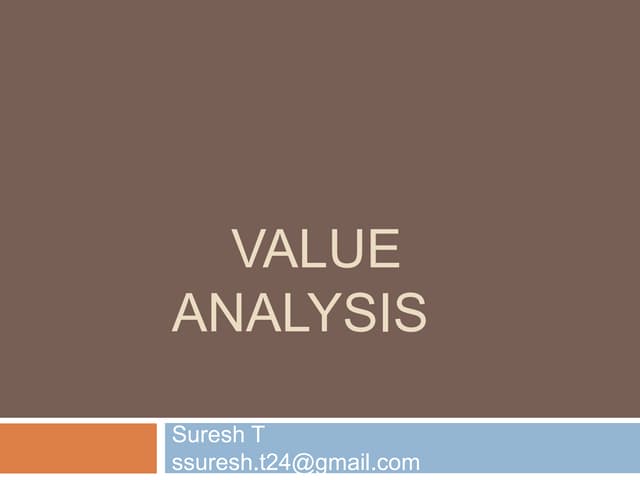 Value analysis