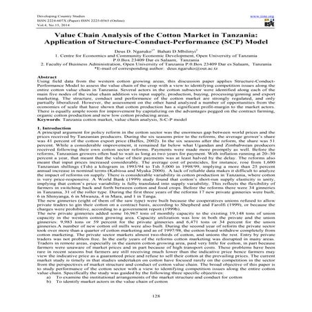 Value chain analysis of the cotton market in tanzania