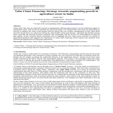 Value chain financing