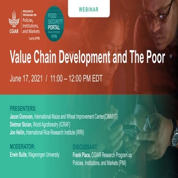 Value Chain Development and The Poor   