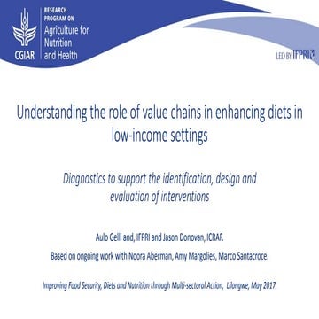 Understanding the role of value chains in enhancing diets in low income setti...