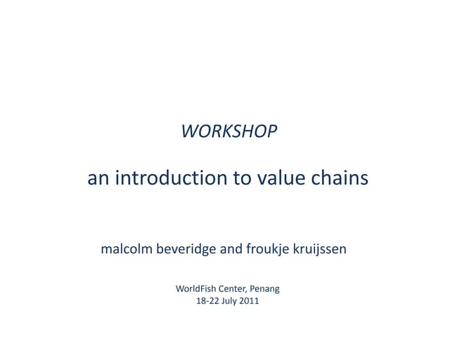 Workshop: Value Chains - An introduction to value chains