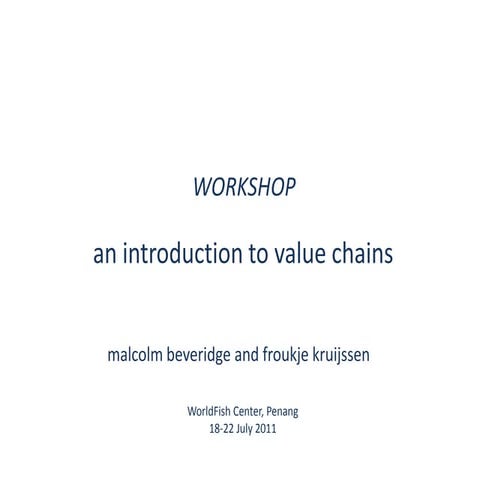 Workshop: Value Chains - An introduction to value chains