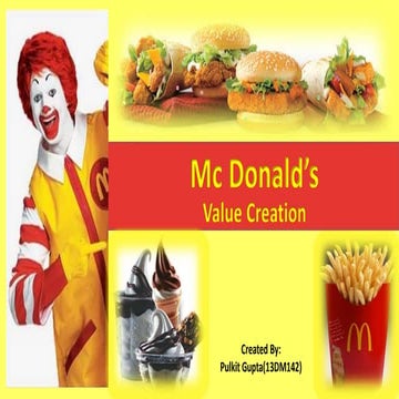 Value creation by MacDonald's