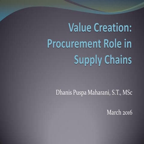 Value creation procurement role in supply chains
