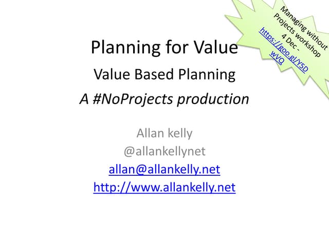 Planning for Value