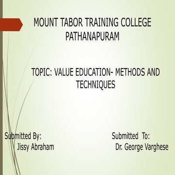 Value education methods and techniques