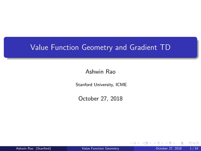 Value Function Geometry and Gradient TD