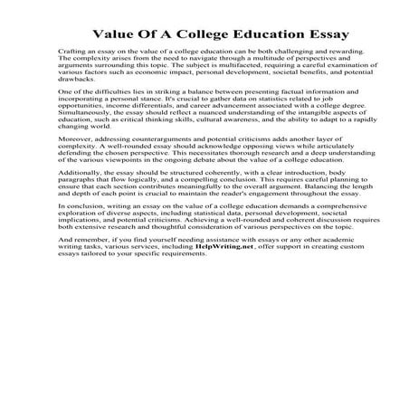 Value Of A College Education Essay