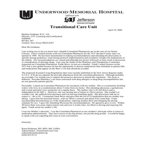 Value of consultant pharmacist   2006