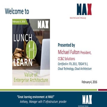 Value of enterprise architecture   max webinar - m fulton