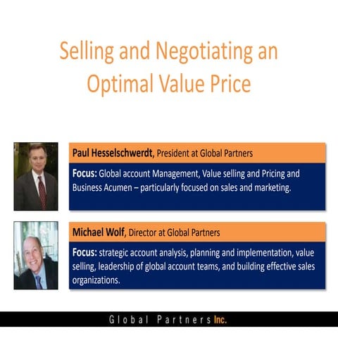 Selling and Negotiating an Optimal Value Price