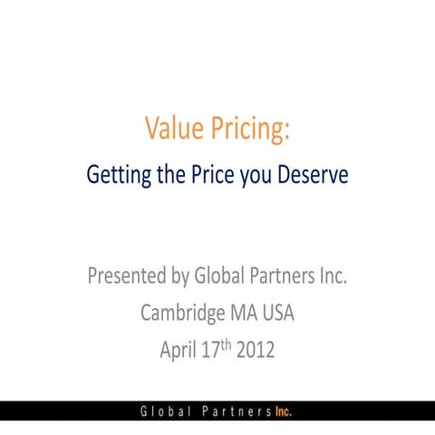 Value Pricing - Getting the Price you Deserve