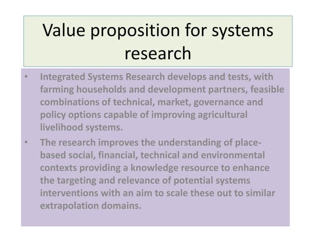 Value proposition for systems research by Richard Thomas (DS-ICARDA)