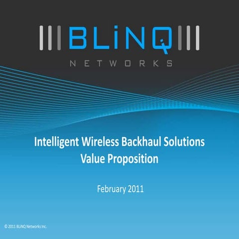 Intelligent Wireless Backhaul Solutions