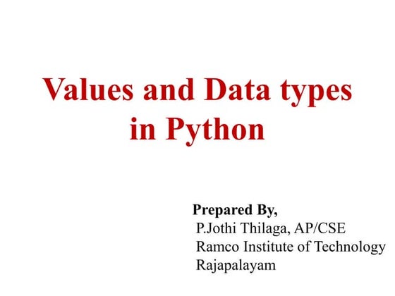 Values and Data types in python