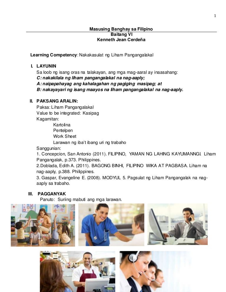 Values Integration Demo Lesson Plan In Filipino VI Values Integration Demo Lesson Plan In Filipino VI