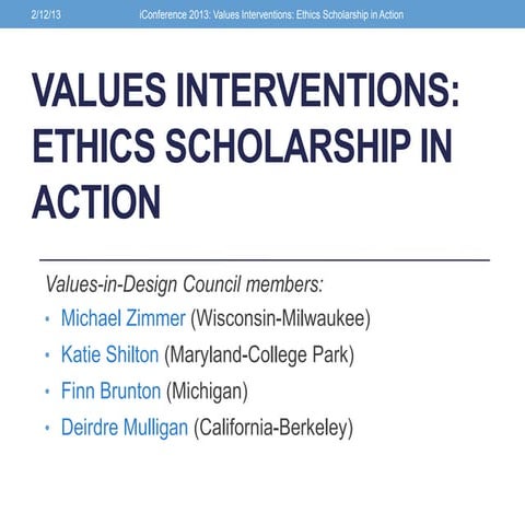 Values Interventions: Ethics Scholarship in Action