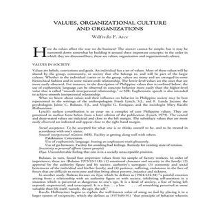 Values, Organizational Culture