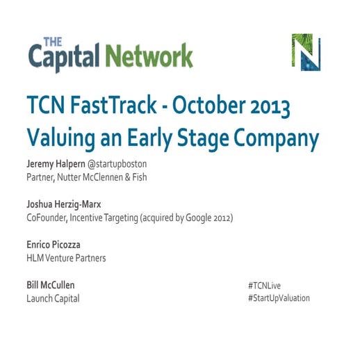Valuing early stage companies (Venture Fast Track)