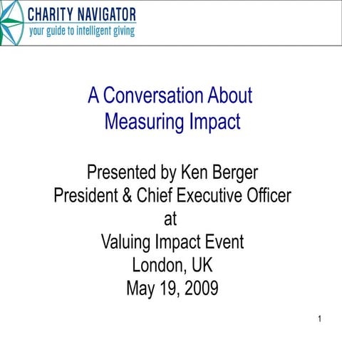 Valuing Impact Presentation, May 2009